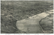 Middletown Downtown, Connecticut 1915 Bird's Eye View - Old Map Reprint