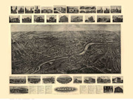 Naugatuck, Connecticut 1906 Bird's Eye View - Old Map Reprint