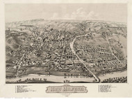 New Milford, Connecticut 1882 Bird's Eye View - Old Map Reprint BPL