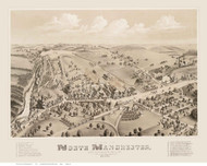 North Manchester, Connecticut 1880 Bird's Eye View - Old Map Reprint BPL