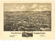 Plainville, Connecticut 1878 Bird's Eye View - Old Map Reprint LC