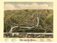 Seymour, Connecticut 1879 Bird's Eye View - Old Map Reprint
