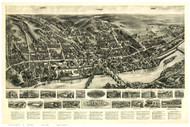 Shelton, Connecticut 1919 Bird's Eye View - Old Map Reprint