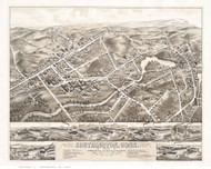 Southington, Connecticut 1878 Bird's Eye View - Old Map Reprint BPL
