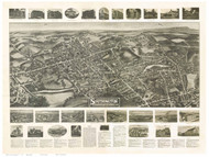 Southington, Connecticut 1914 Bird's Eye View - Old Map Reprint