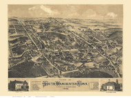 South Manchester, Connecticut 1880 Bird's Eye View - Old Map Reprint