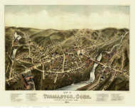 Thomaston, Connecticut 1879 Bird's Eye View - Old Map Reprint