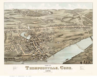 Thompsonville, Connecticut 1878 Bird's Eye View - Old Map Reprint BPL