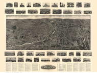 Torrington, Connecticut 1907 Bird's Eye View - Old Map Reprint