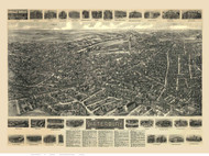 Waterbury, Connecticut 1917 Bird's Eye View - Old Map Reprint
