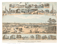 Willimantic, Connecticut 1882 Bird's Eye View - Old Map Reprint BPL