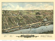 Windsor Locks, Connecticut 1877 Bird's Eye View - Old Map Reprint