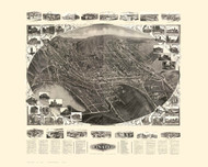 Winsted, Connecticut 1908 Bird's Eye View - Old Map Reprint