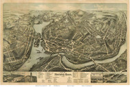 Norwich, Connecticut 1876 Bird's Eye View - Old Map Reprint LC
