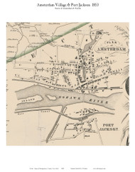 Amsterdam Village & Port Jackson, New York 1853 Old Town Map Custom Print - Montgomery Co.
