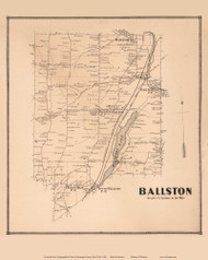 Ballston, New York 1866 - Old Town Map Reprint - Saratoga Co.