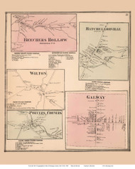 Beechers Hollow, Batchelorville, Wilton, Porters Corners, and Galway Villages - Edinburgh, New York 1866 - Old Town Map Reprint - Saratoga Co.