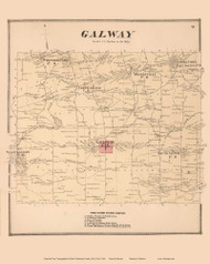 Galway, New York 1866 - Old Town Map Reprint - Saratoga Co.