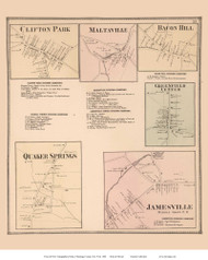 Clifton Park, Maltaville, Bacon Hill, Greenfield Center, Quaker Springs, and Jamesville Villages - Greenfield, New York 1866 - Old Town Map Reprint - Saratoga Co.