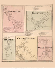 Bloodville, Ganesvoort, Rock City, Vischers Ferry, and West Milton Villages - Milton, New York 1866 - Old Town Map Reprint - Saratoga Co.