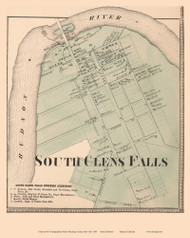 South Glens Falls, Factory Village, Fortsville, and South Corinth Villages - Moreau, New York 1866 - Old Town Map Reprint - Saratoga Co.