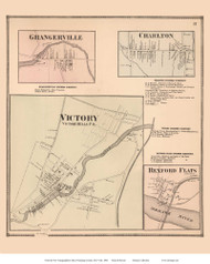 Victory, Grangerville, Charlton, and Rexford Flats Villages - Saratoga, New York 1866 - Old Town Map Reprint - Saratoga Co.