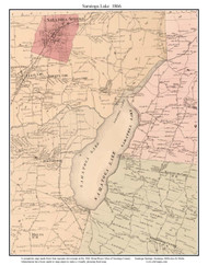 Saratoga Lake (Custom), New York 1866 - Old Town Map Reprint - Saratoga Co.