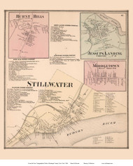 Stillwater, Burnt Hills, Jessups Landing, and Middletown Villages - Stillwater, New York 1866 - Old Town Map Reprint - Saratoga Co.