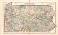 Pennsylvania State Counties 1891, Pennsylvania 1891 - Old Map Reprint - Bucks County