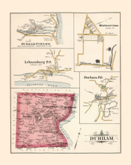 Durham, Villages of Lehnenburg P.O., Morgantown, Durham Furnace and Durham P.O., Pennsylvania 1891 - Old Map Reprint - Bucks County