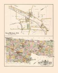 New Britian and Village of New Britian P.O., Pennsylvania 1891 - Old Map Reprint - Bucks County
