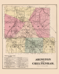 Abington and Cheltenham, Pennsylvania 1871 - Old Map Reprint - Montgomery County