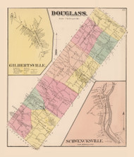 Douglass with Gilbertsville and Schwencksville Villages, Pennsylvania 1871 - Old Map Reprint - Montgomery County