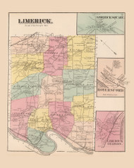 Limerick with Royersford, Limerick Square and Limerick Station Villages, Pennsylvania 1871 - Old Map Reprint - Montgomery County