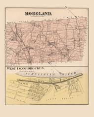 Moreland with West Conshohocken Village, Pennsylvania 1871 - Old Map Reprint - Montgomery County