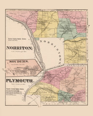 Norriton and Plymouth with Souders Village, Pennsylvania 1871 - Old Map Reprint - Montgomery County