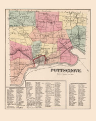 Pottsgrove, Pennsylvania 1871 - Old Map Reprint - Montgomery County