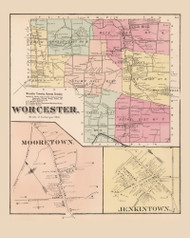 Worcester with Mooretown and Jenkintown Villages, Pennsylvania 1871 - Old Map Reprint - Montgomery County