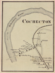 Cochecton Village, New York 1856 Old Town Map Custom Print - Sullivan Co.