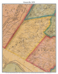 Greenville, New York 1859 Old Town Map Custom Print with Homeowner Names - Orange Co.
