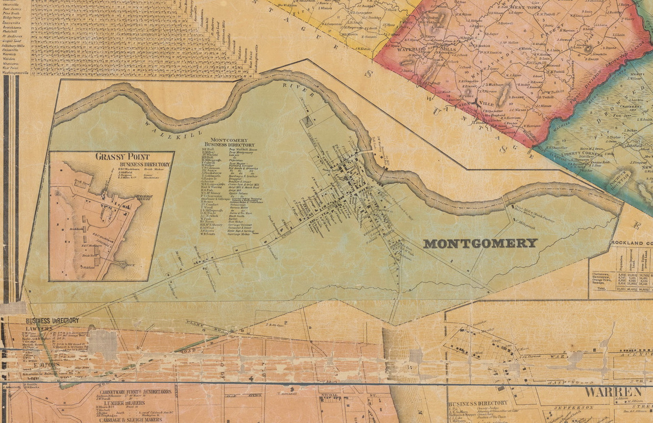 Montgomery Villae New York 1859 Old Town Map Custom Print With Homeowner Names Orange Co 6848