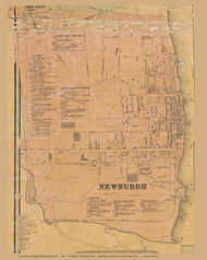 Newburgh Village, New York 1859 Old Town Map Custom Print with Homeowner Names - Orange Co.