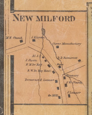 New Milford, New York 1859 Old Town Map Custom Print with Homeowner Names - Orange Co.