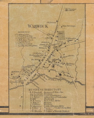 Warwick Village, New York 1859 Old Town Map Custom Print with Homeowner Names - Orange Co.