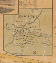 New City, New York 1859 Old Town Map Custom Print with Homeowner Names - Rockland Co.