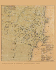 Nyack, New York 1859 Old Town Map Custom Print with Homeowner Names - Rockland Co.