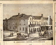 R. Johnson's Hotel, New York 1858 Old Town Map Custom Print - St. Lawrence Co.