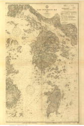 East Penobscot Bay, Maine 1910 - Old Map Reprint - Maine Coastline