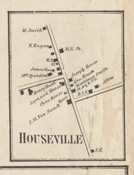 Houseville, New York 1857 Old Town Map Custom Print with Homeowner Names - Genealogy Reprint - Lewis Co.