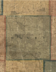 Delhi, Iowa 1869 Old Town Map Custom Print - Delaware Co.